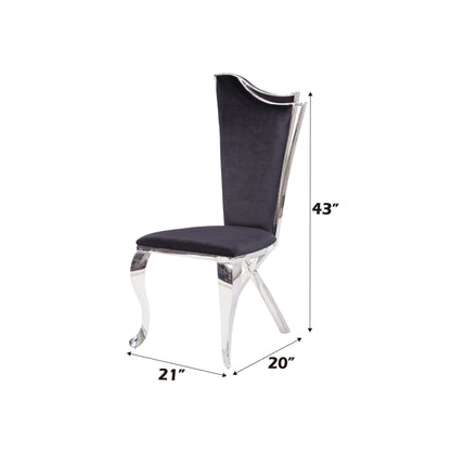 Cyrene Black Fabric & Stainless Steel Side Chair (Set of 2) - 1st Choice Furniture Direct