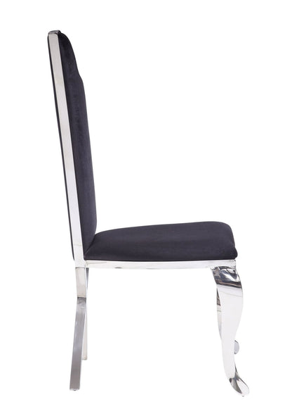 Cyrene Black Fabric & Stainless Steel Side Chair (Set of 2) - 1st Choice Furniture Direct