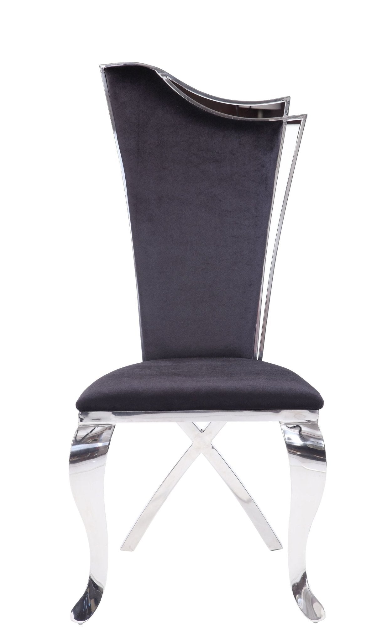 Cyrene Black Fabric & Stainless Steel Side Chair (Set of 2) - 1st Choice Furniture Direct