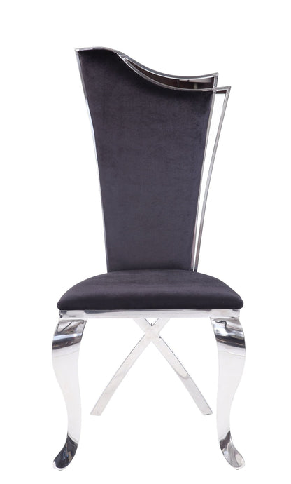 Cyrene Black Fabric & Stainless Steel Side Chair (Set of 2) - 1st Choice Furniture Direct