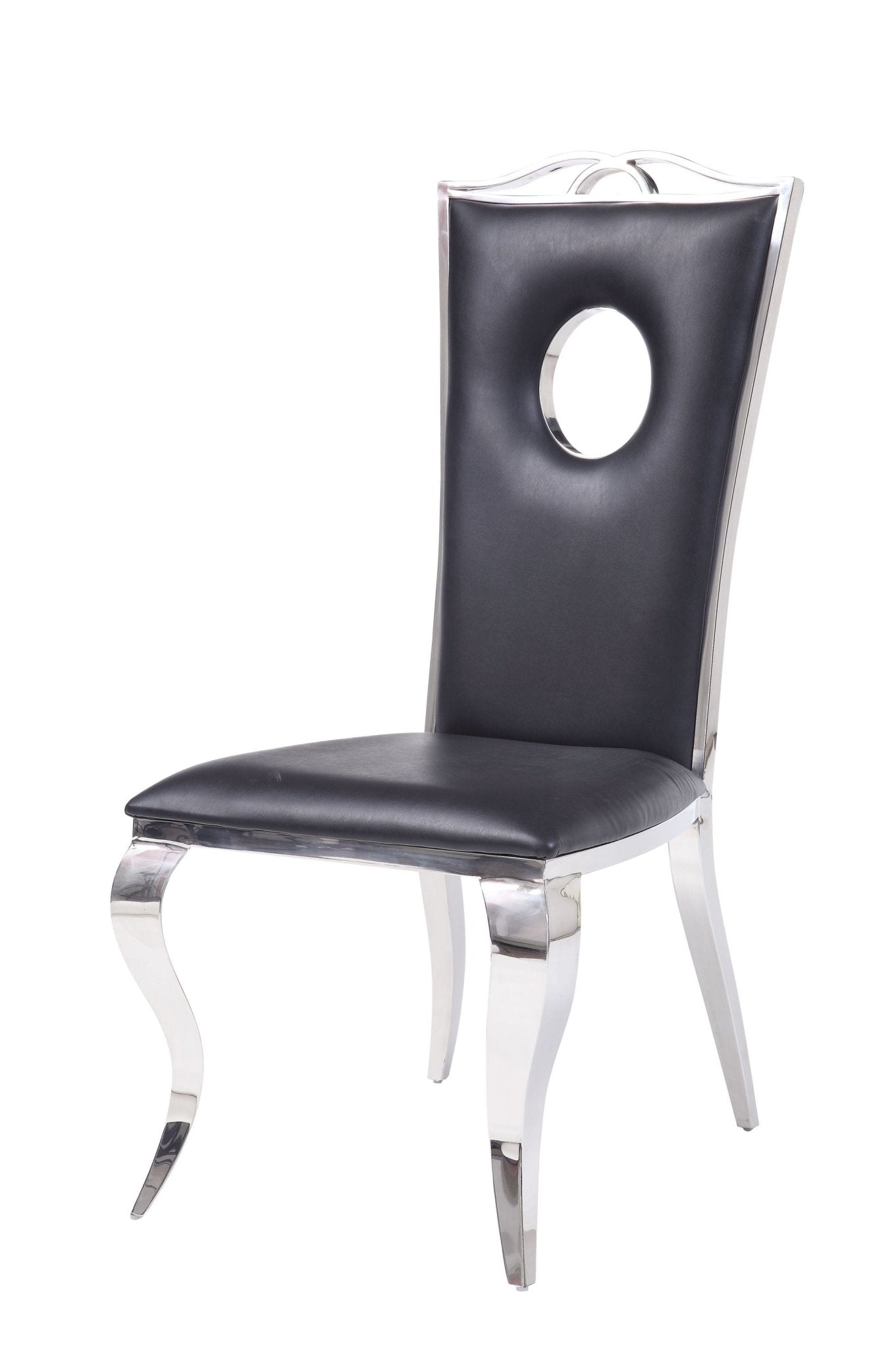 Cyrene Black Synthetic Leather & Stainless Steel Side Chair (Set of 2) - 1st Choice Furniture Direct