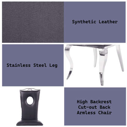 Cyrene Black Synthetic Leather & Stainless Steel Side Chair (Set of 2) - 1st Choice Furniture Direct