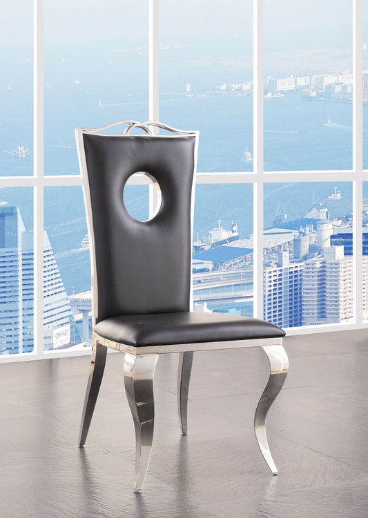 Cyrene Black Synthetic Leather & Stainless Steel Side Chair (Set of 2) - 1st Choice Furniture Direct