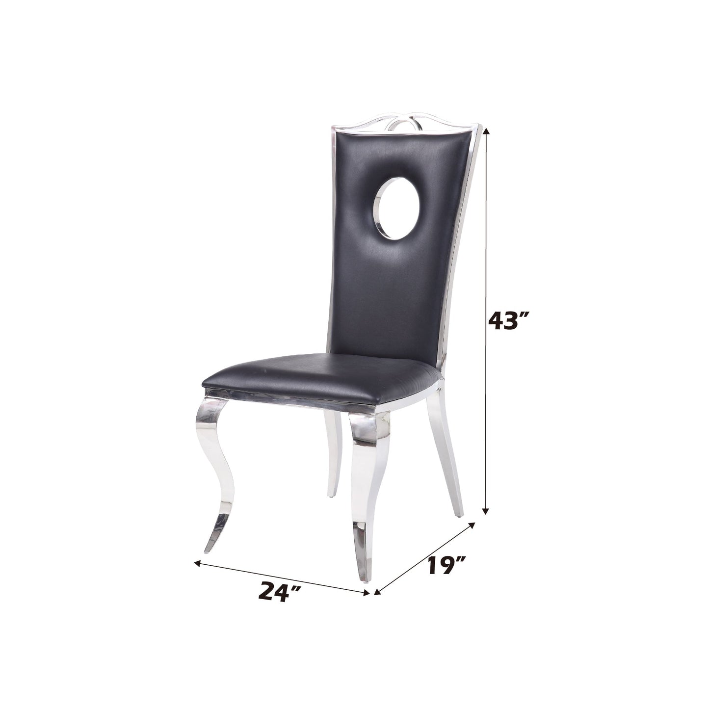 Cyrene Black Synthetic Leather & Stainless Steel Side Chair (Set of 2) - 1st Choice Furniture Direct