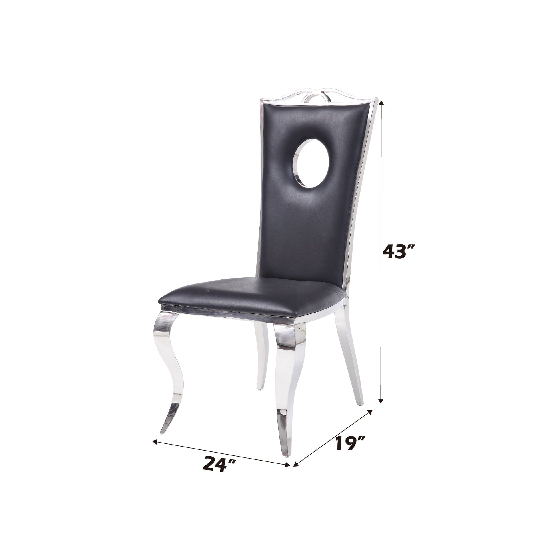 Cyrene Black Synthetic Leather & Stainless Steel Side Chair (Set of 2) - 1st Choice Furniture Direct