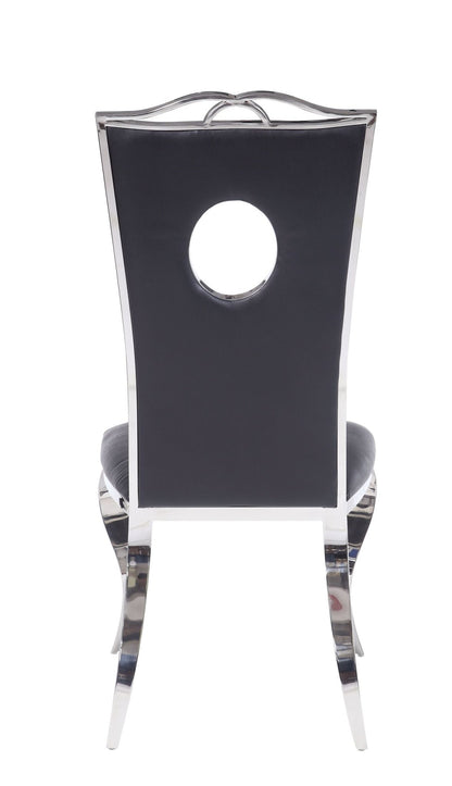 Cyrene Black Synthetic Leather & Stainless Steel Side Chair (Set of 2) - 1st Choice Furniture Direct
