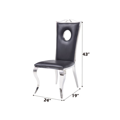 Cyrene Black Synthetic Leather & Stainless Steel Side Chair (Set of 2) - 1st Choice Furniture Direct