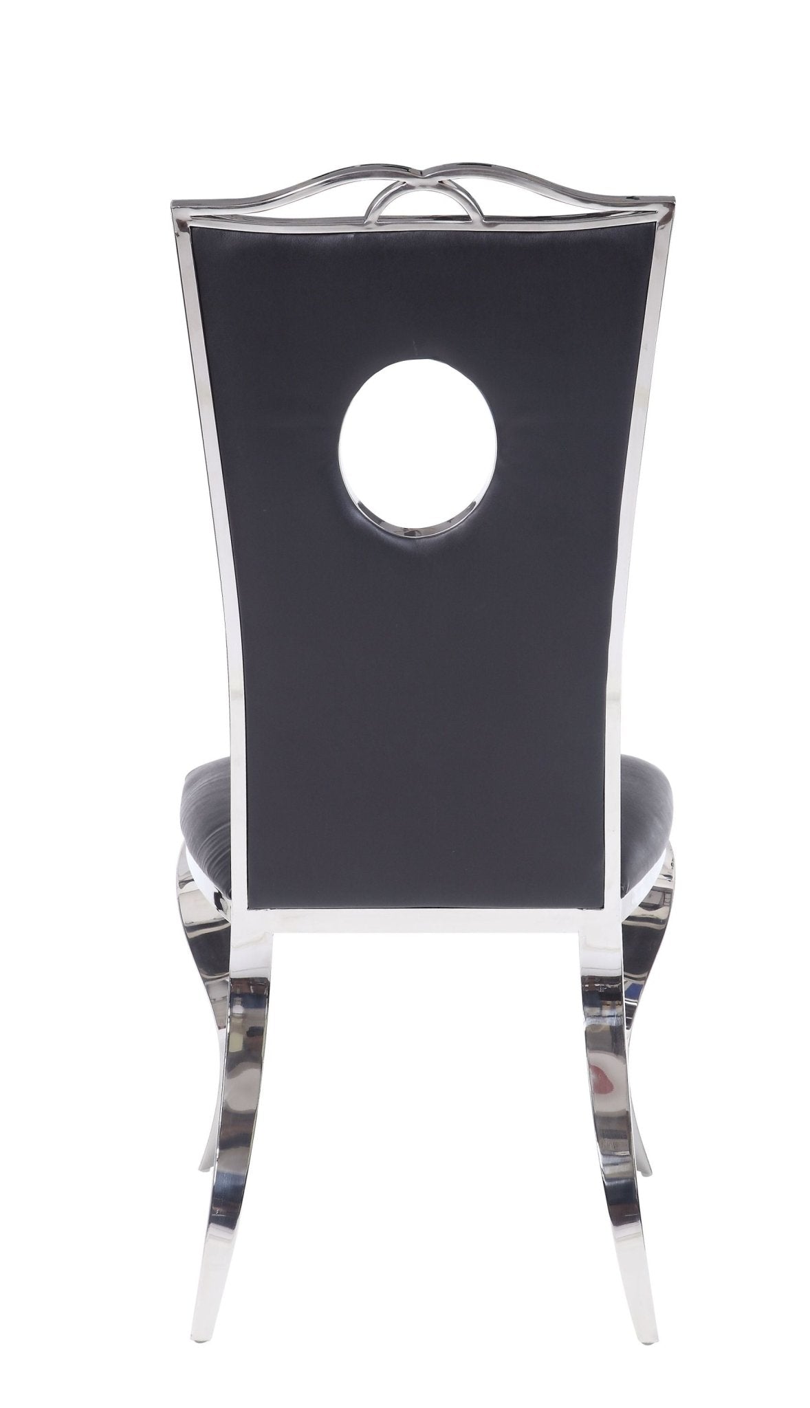 Cyrene Black Synthetic Leather & Stainless Steel Side Chair (Set of 2) - 1st Choice Furniture Direct