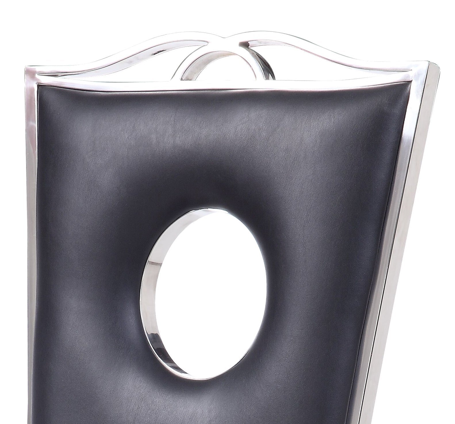 Cyrene Black Synthetic Leather & Stainless Steel Side Chair (Set of 2) - 1st Choice Furniture Direct