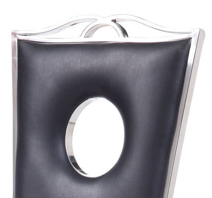 Cyrene Black Synthetic Leather & Stainless Steel Side Chair (Set of 2) - 1st Choice Furniture Direct