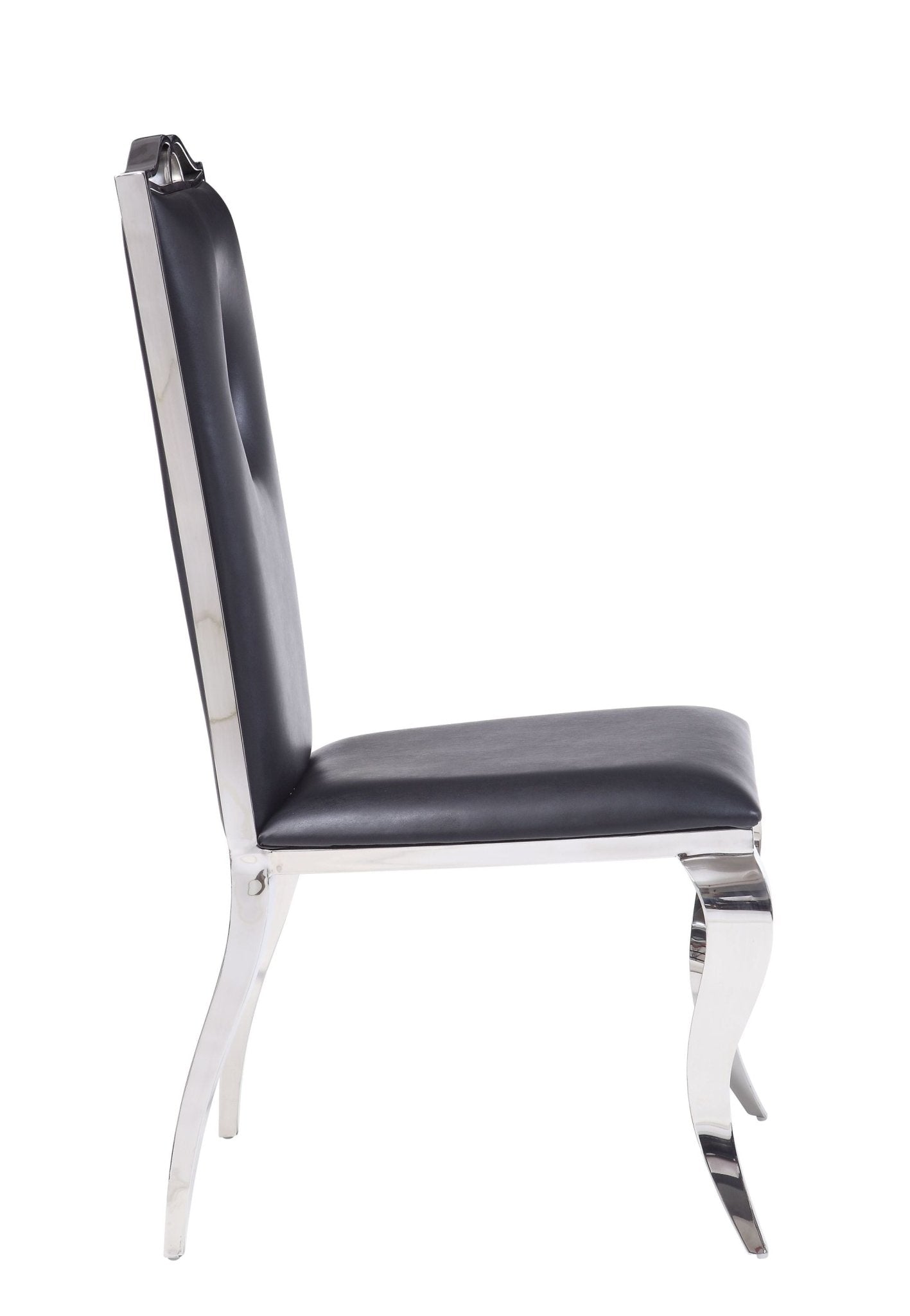 Cyrene Black Synthetic Leather & Stainless Steel Side Chair (Set of 2) - 1st Choice Furniture Direct