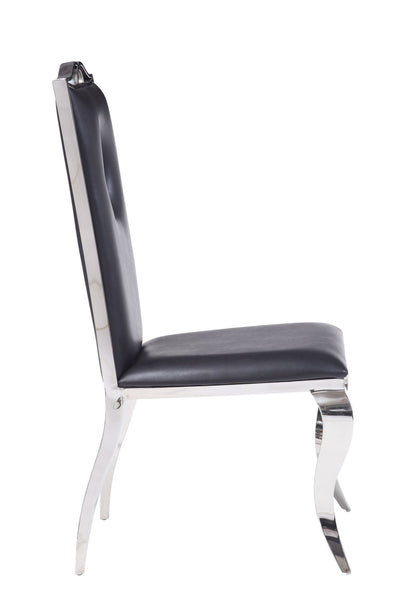 Cyrene Black Synthetic Leather & Stainless Steel Side Chair (Set of 2) - 1st Choice Furniture Direct