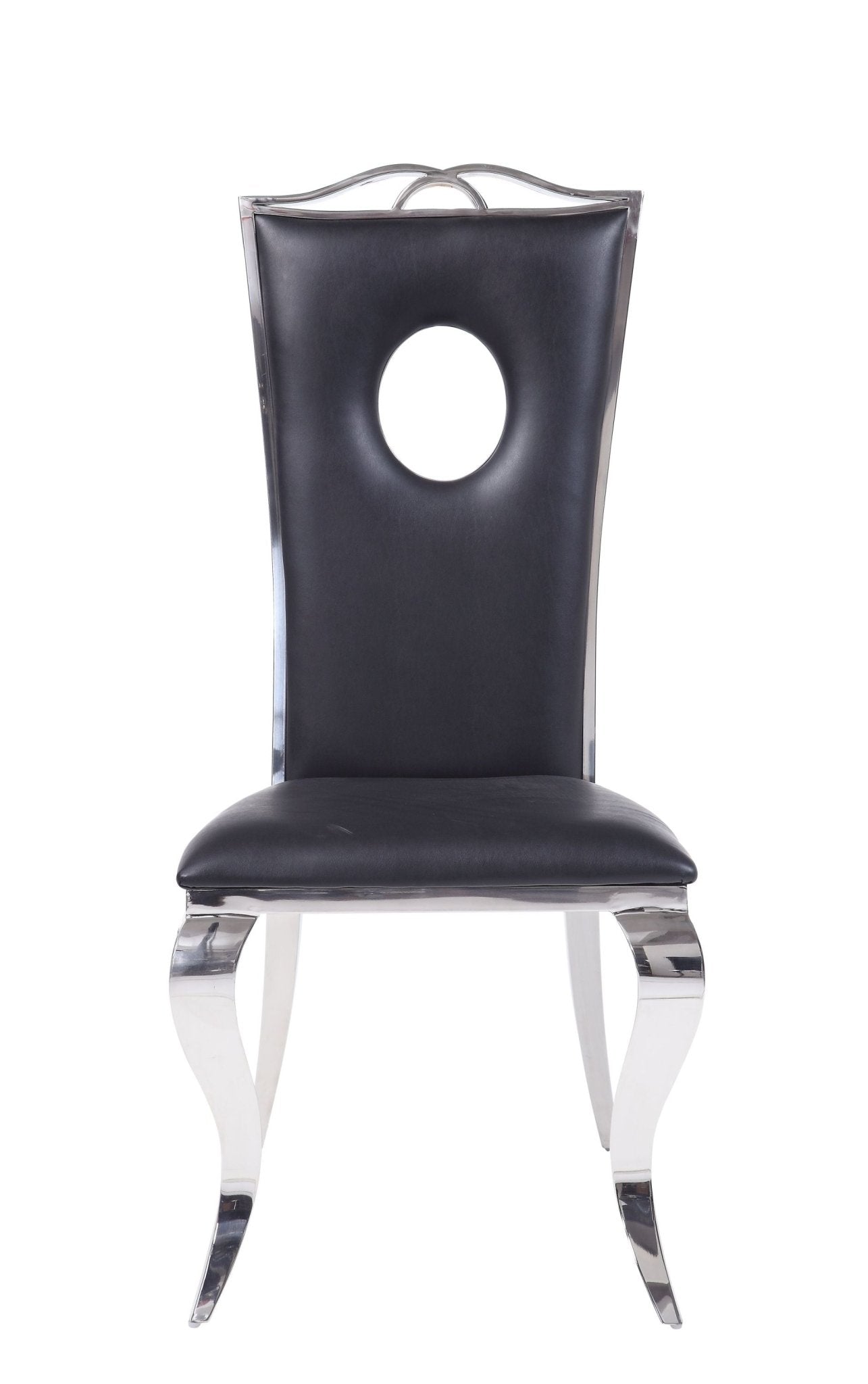 Cyrene Black Synthetic Leather & Stainless Steel Side Chair (Set of 2) - 1st Choice Furniture Direct