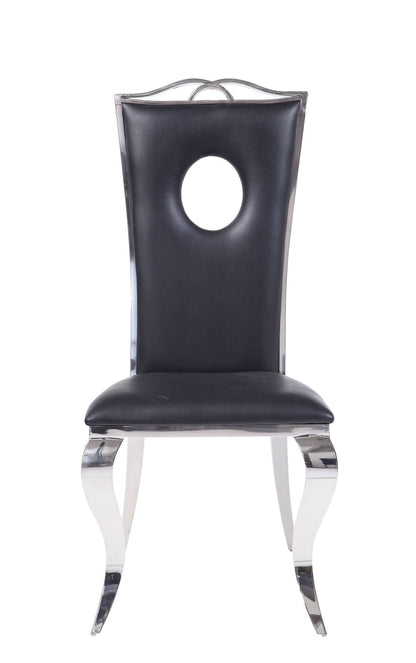 Cyrene Black Synthetic Leather & Stainless Steel Side Chair (Set of 2) - 1st Choice Furniture Direct