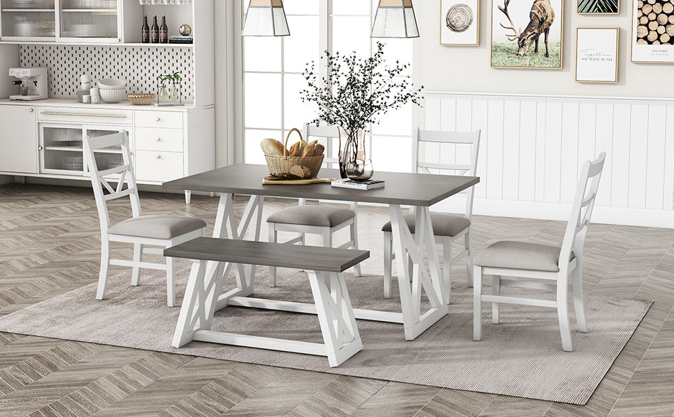 1st Choice Farmhouse dining set with Triangular backrest chairs