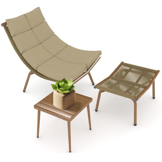 1st Choice Elegant Wood Chaise Lounge Chair & Table Set