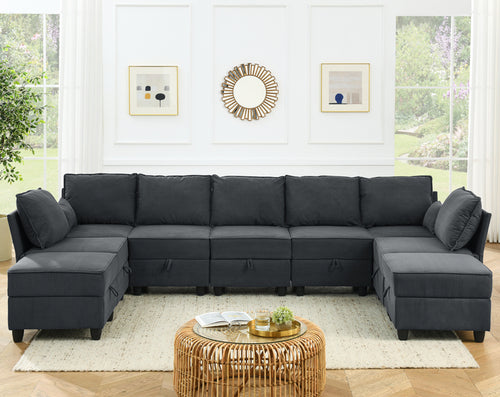 1st Choice 9 Seat Modular Set Storage Sectional Sofa Couch Convertible King