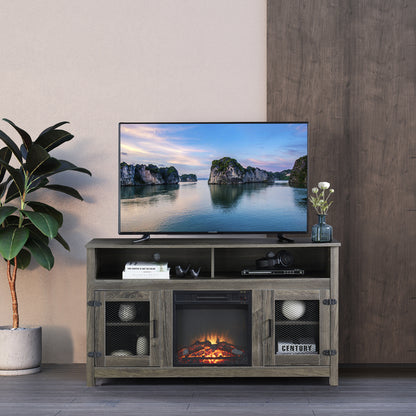 1st Choice Modern Farmhouse TV Stand with Electric Fireplace Fit up to 65" in Grey