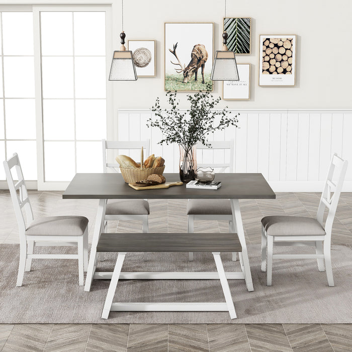 1st Choice Farmhouse dining set with Triangular backrest chairs