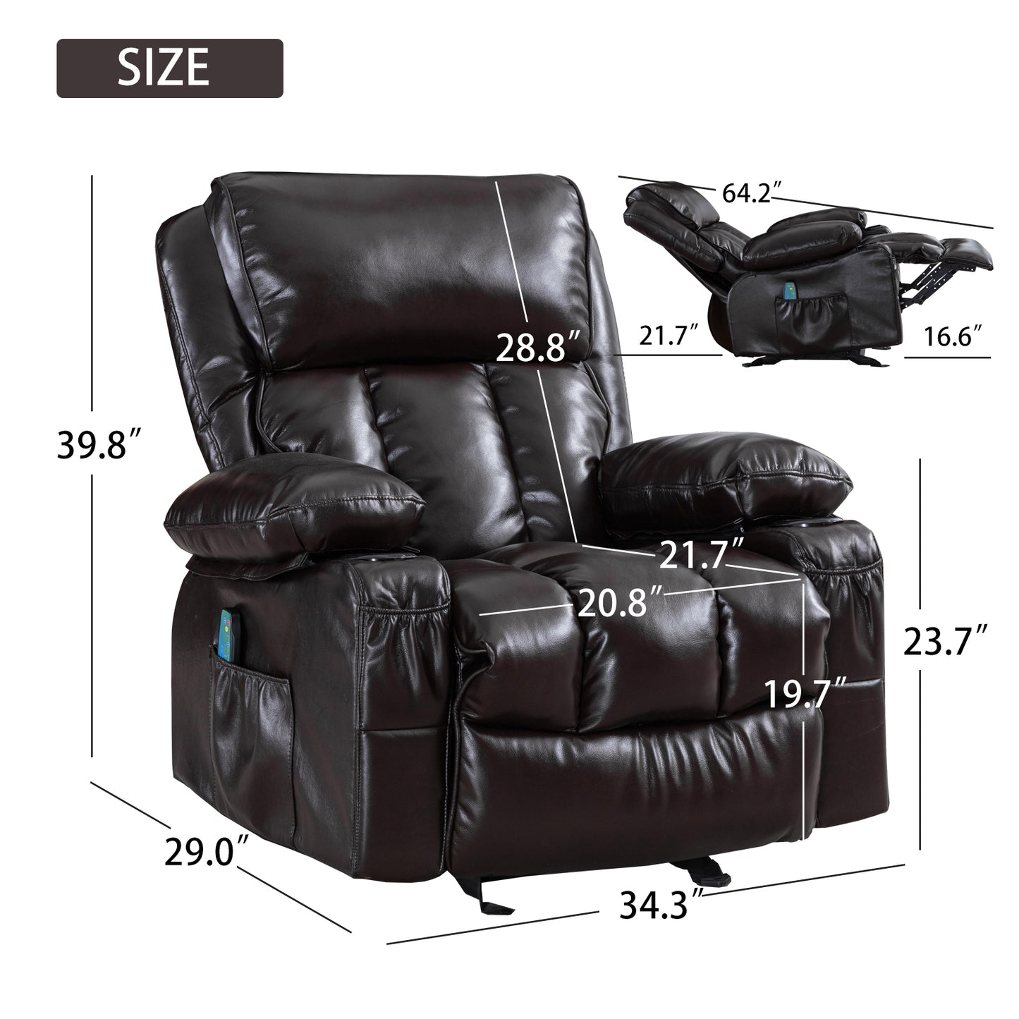 1st Choice Recliner Chair with Rocking Function and Side Pocket