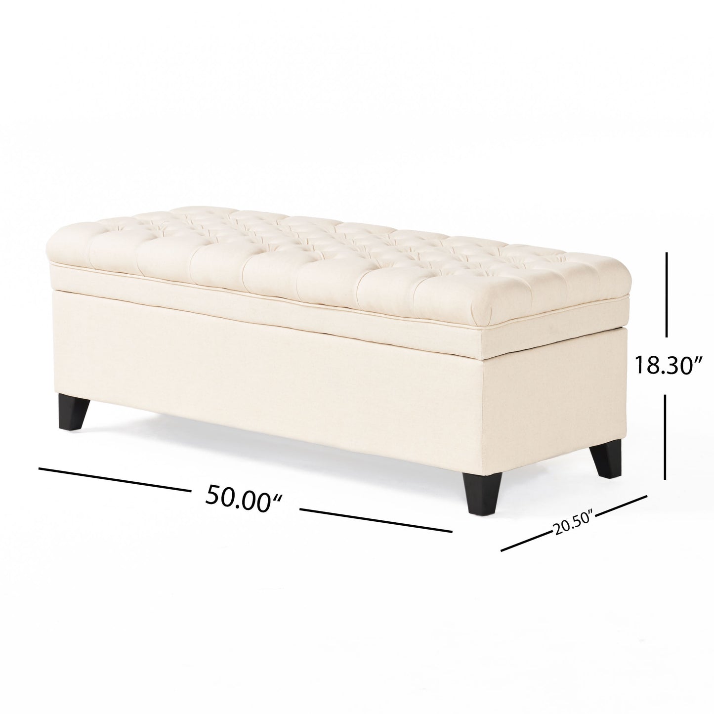 1st Choice Modern Versatile Storage Fabric Beige Ottoman Furniture