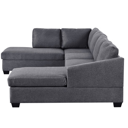 1st Choice Ustyle Modern Large U-Shape Extra Wide Sectional Sofa in Grey