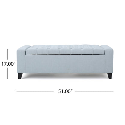 1st Choice Contemporary Fabric Extra Seating Storage Ottoman in Blue