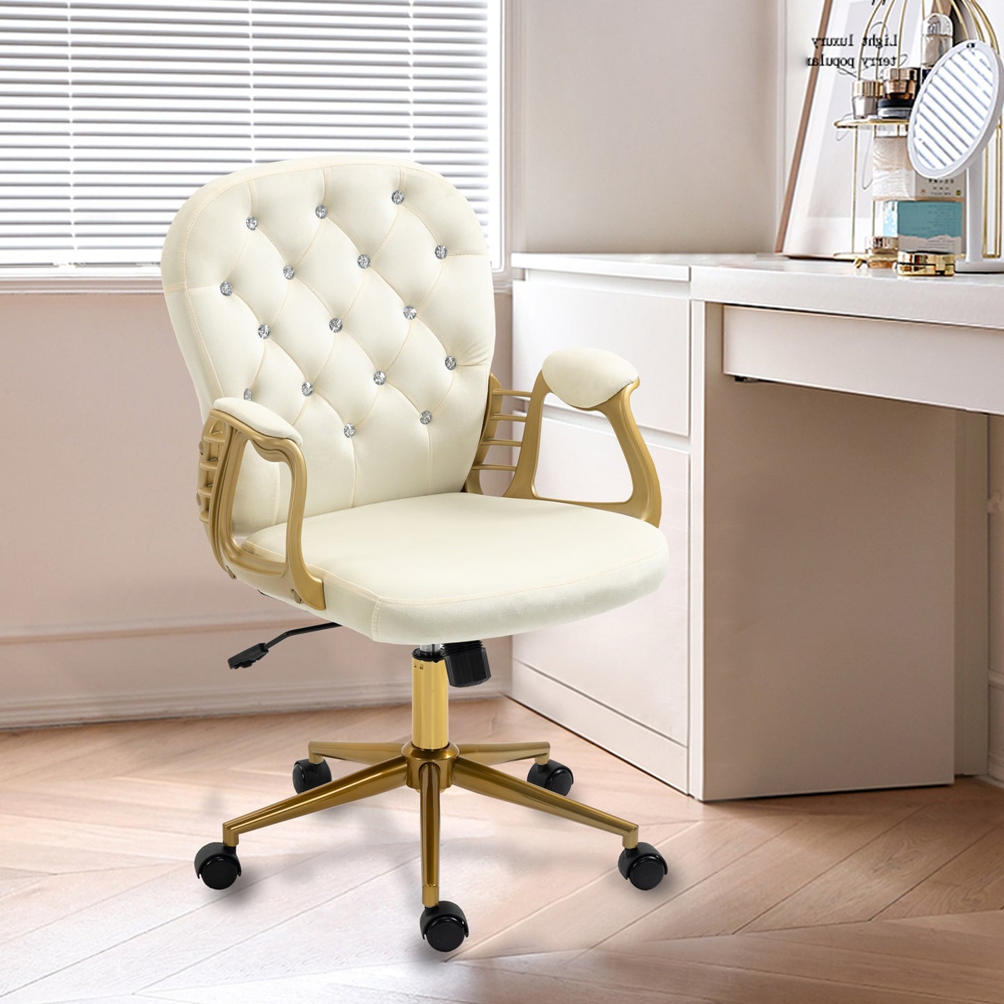 1st Choice Cute Cream Velvet Home Office Chair