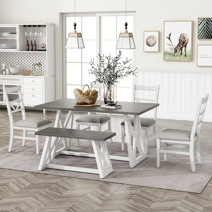 1st Choice Farmhouse dining set with Triangular backrest chairs