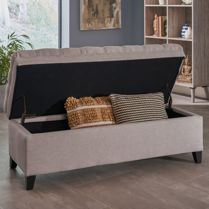 1st Choice Modern Contemporary Storage Bedroom Ottoman in Light Grey