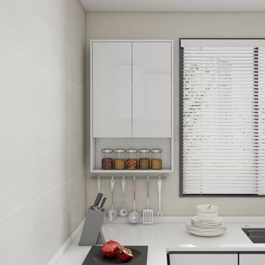 24' Bathroom Wall Cabinet, Soft Close Doors, Float Mounting Design,Glossy White,(KD-Packing)