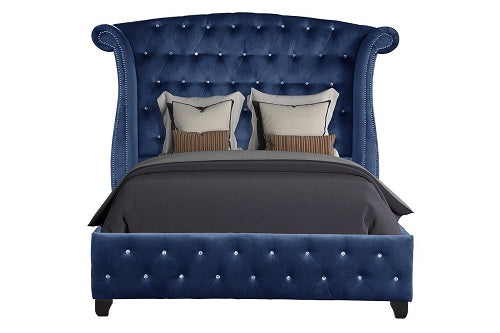 1st Choice Contemporary Elegant Style Sophia Queen Size Bed in Blue