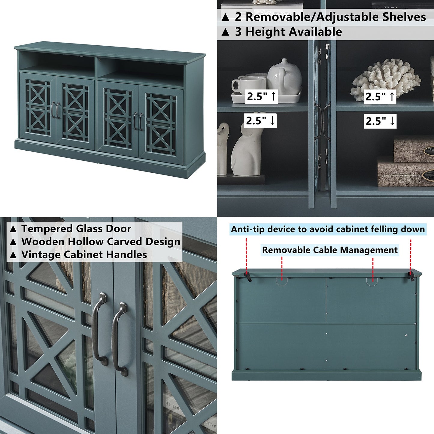 1st Choice TV Stand Buffet Sideboard Console Table in Dark Teal