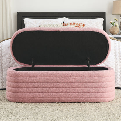 1st Choice Modern Storage Ottoman Bench Upholstered Fabric in Pink