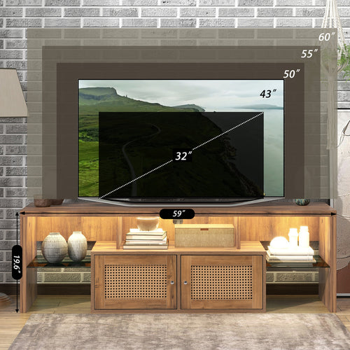 1st Choice Modern 60" TV Stand Cabinet with LED Light Adjustable Color