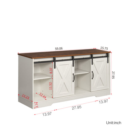 1st Choice TV Stand Sliding Barn Door & Farmhouse Wood Entertainment Center