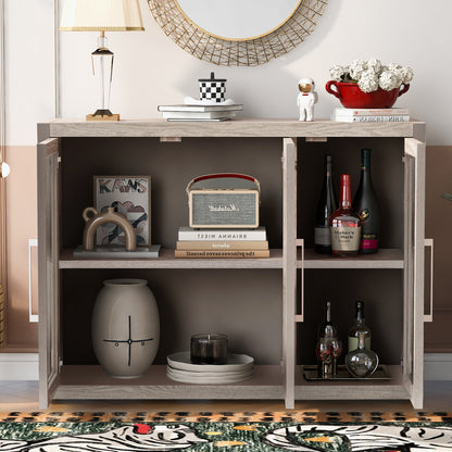 1st Choice Wood Storage Cabinet with Three Tempered Glass Doors in Gray