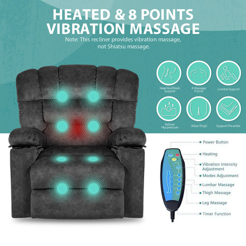 1st Choice Oversized Recliner Chair Sofa with Massage and Heating