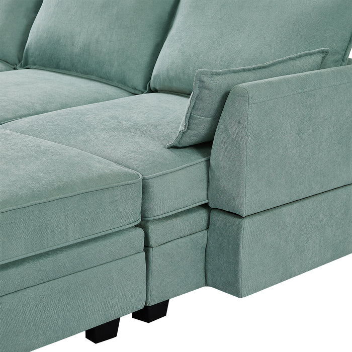 1st Choice Luxury Modern Large U-Shape Sectional Sofa in Light Green