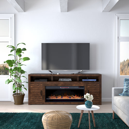 78 inch Electric Fireplace TV Stand Console for TVs up to 95 inches, Minimal Assembly, Whiskey Finish