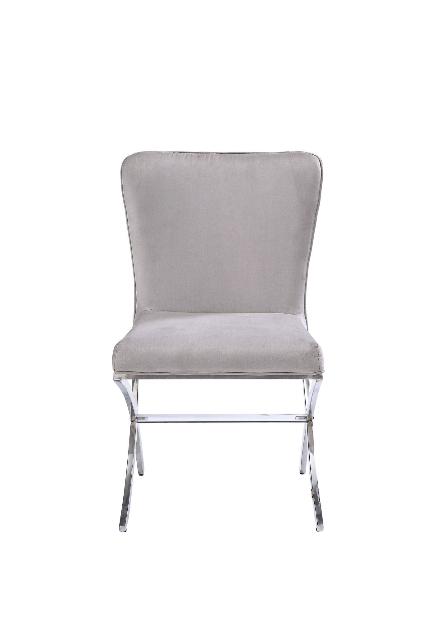 Daire Light Gray Velvet & Chrome Finish Side Chair ( Set of 2) - 1st Choice Furniture Direct