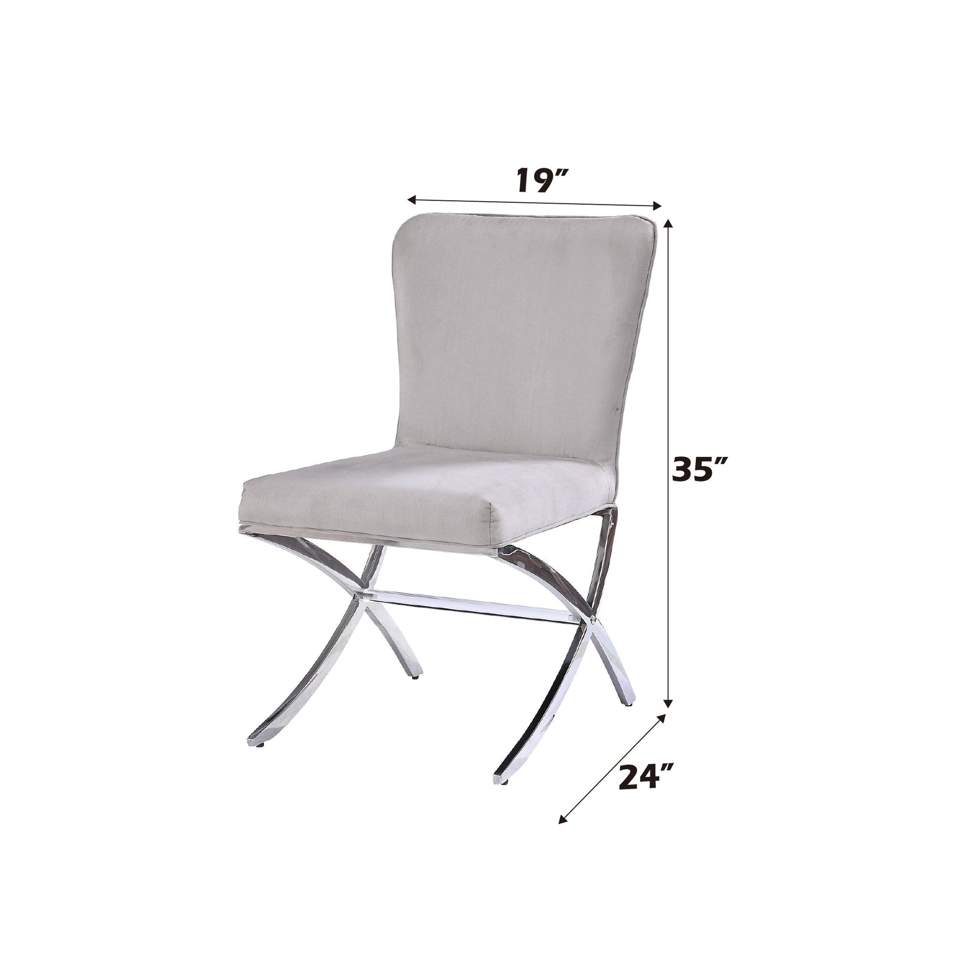 Daire Light Gray Velvet & Chrome Finish Side Chair ( Set of 2) - 1st Choice Furniture Direct