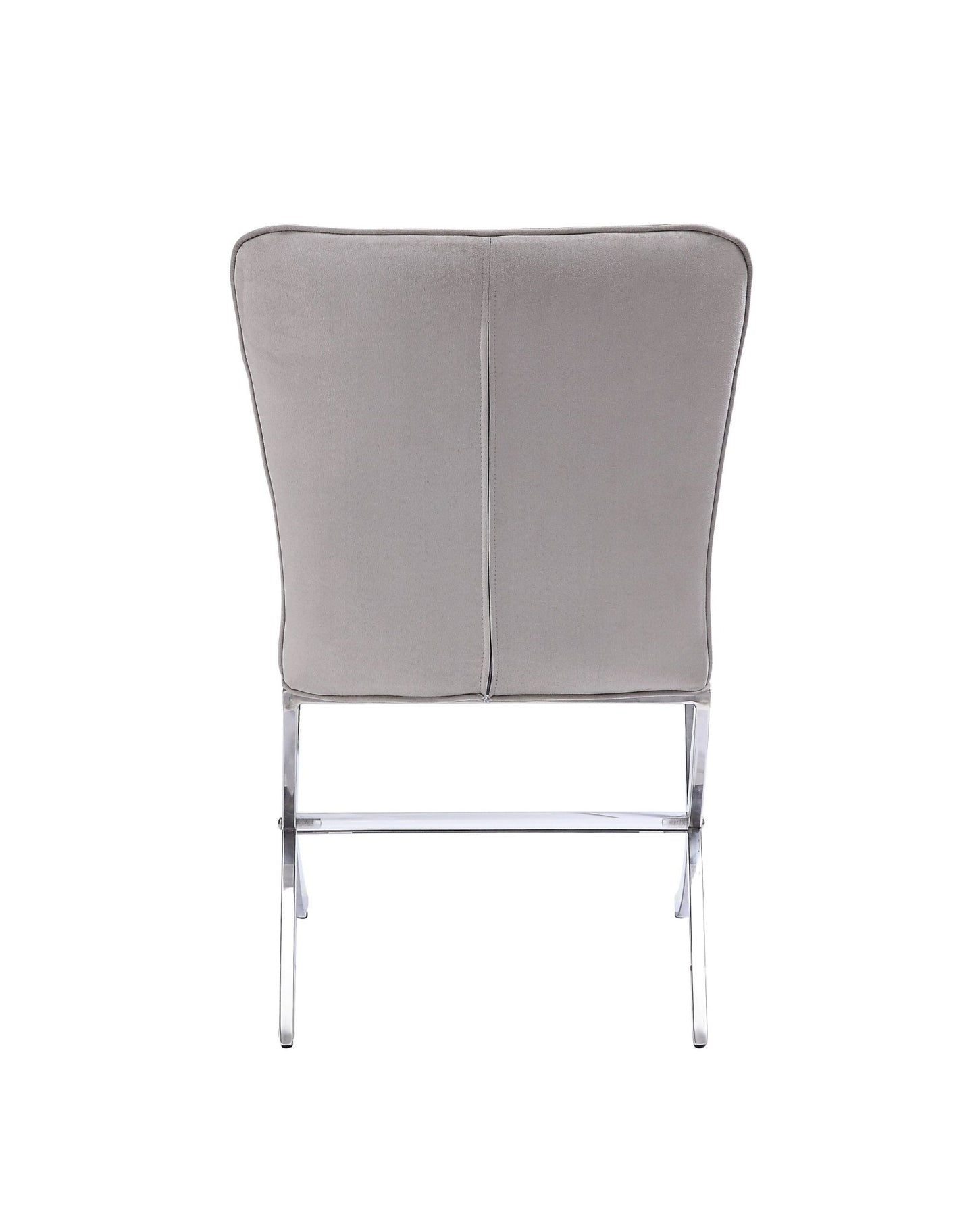 Daire Light Gray Velvet & Chrome Finish Side Chair ( Set of 2) - 1st Choice Furniture Direct