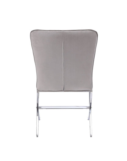 Daire Light Gray Velvet & Chrome Finish Side Chair ( Set of 2) - 1st Choice Furniture Direct
