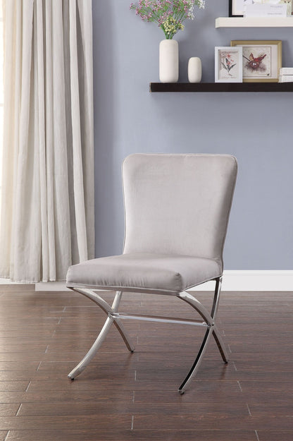 Daire Light Gray Velvet & Chrome Finish Side Chair ( Set of 2) - 1st Choice Furniture Direct