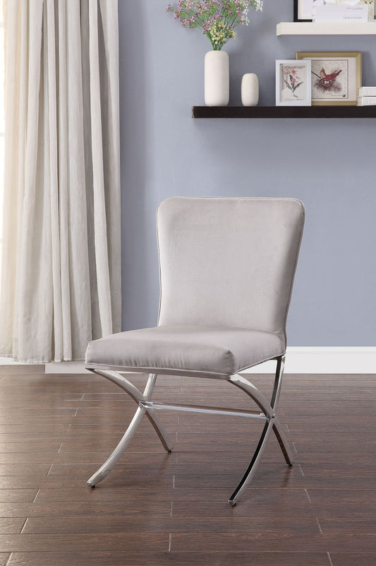 Daire Light Gray Velvet & Chrome Finish Side Chair ( Set of 2) - 1st Choice Furniture Direct