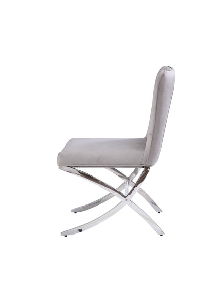 Daire Light Gray Velvet & Chrome Finish Side Chair ( Set of 2) - 1st Choice Furniture Direct