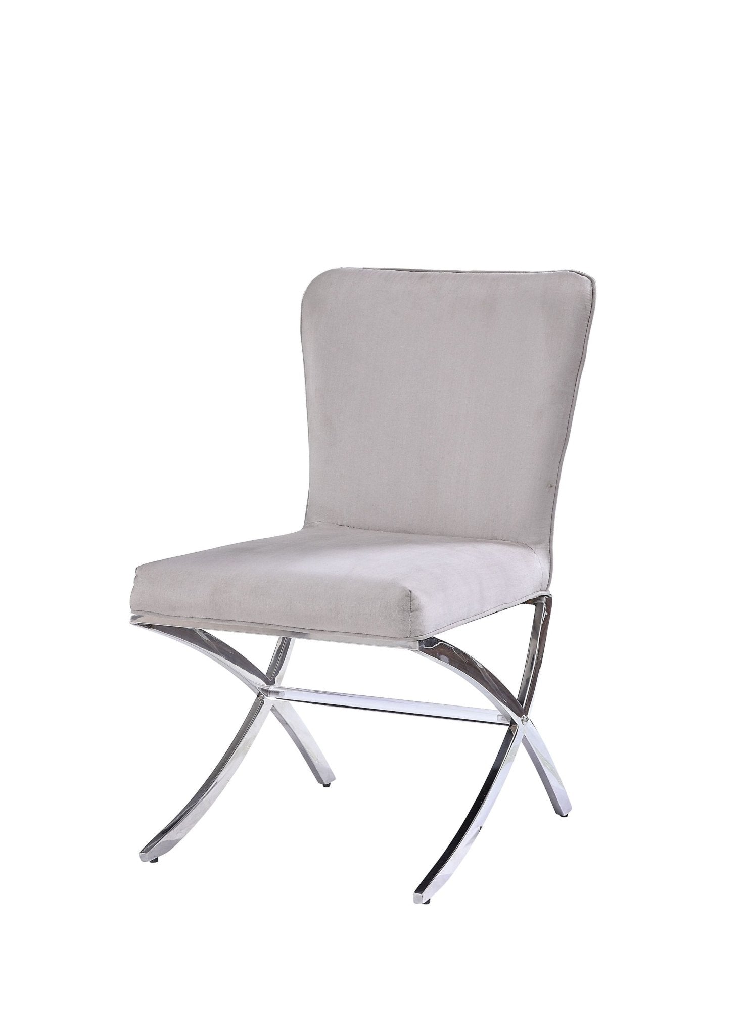Daire Light Gray Velvet & Chrome Finish Side Chair ( Set of 2) - 1st Choice Furniture Direct