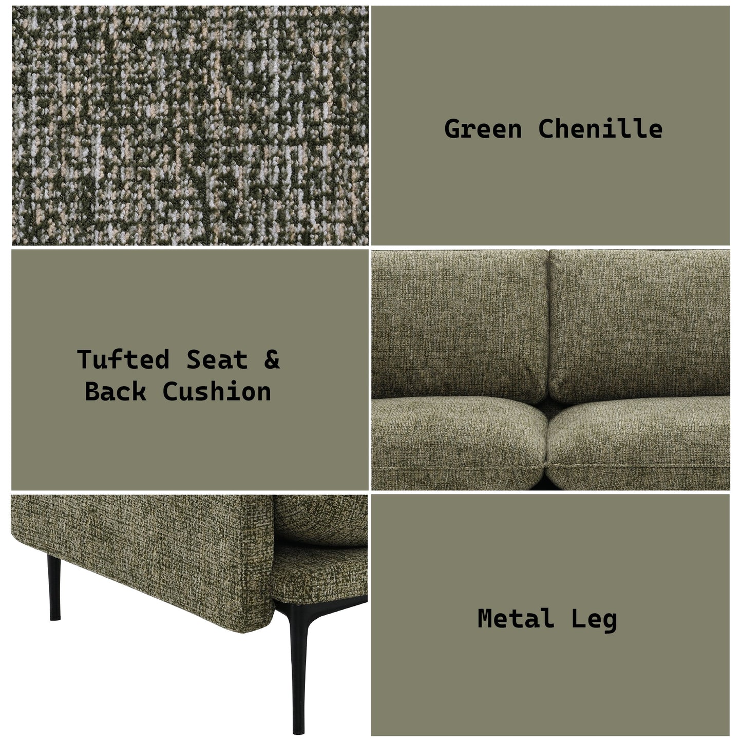 Dalton Green Fabric Sofa w/2 Pillows (Compressed Cushion) - 1st Choice Furniture Direct