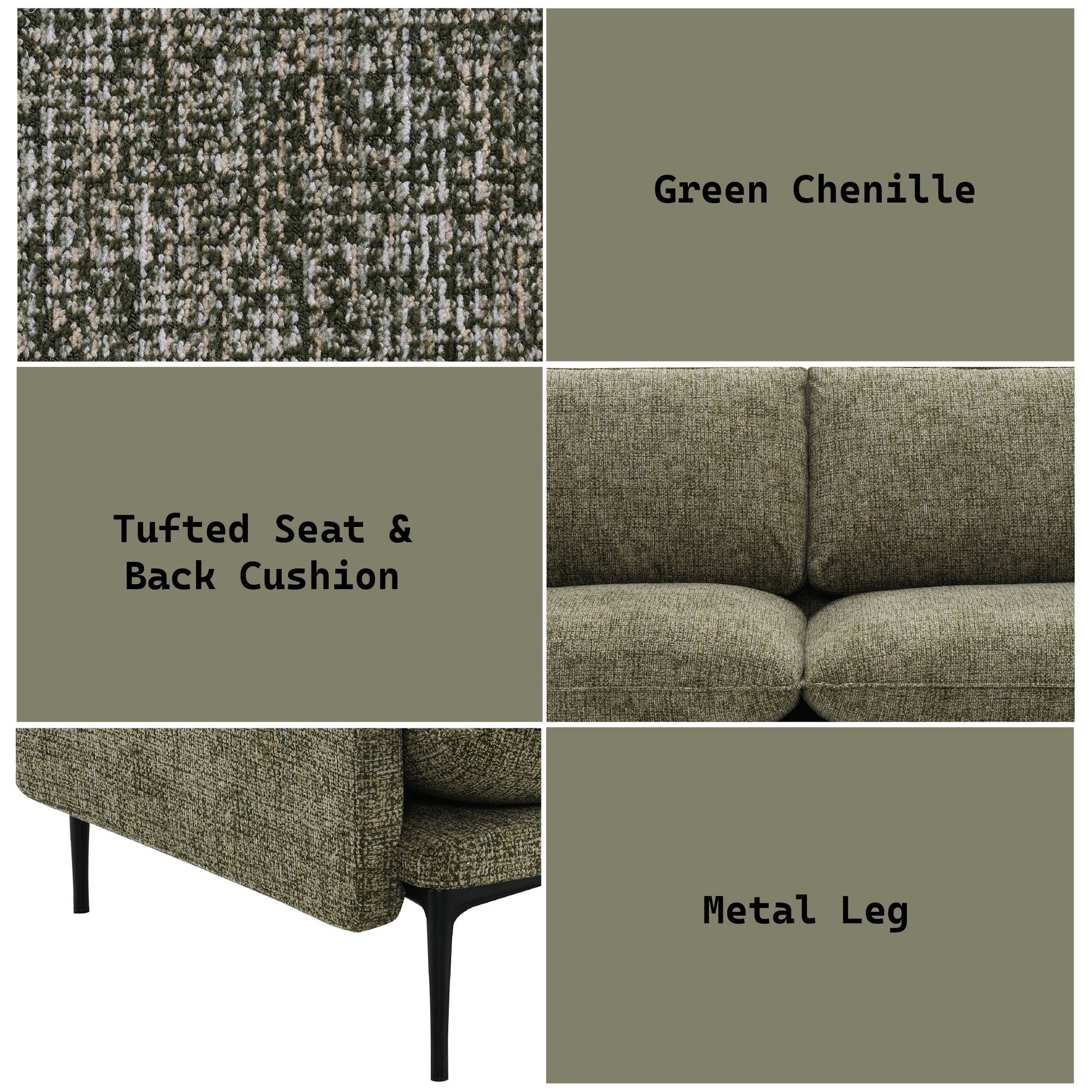 Dalton Green Fabric Sofa w/2 Pillows (Compressed Cushion) - 1st Choice Furniture Direct